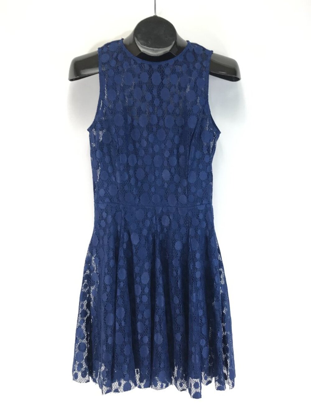 Armani Exchange Lace Dot Sleeveless Dress Women's Size 4 Navy Blue Zip Lined